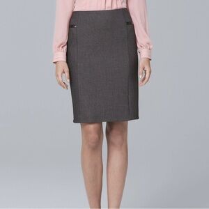 White House Black Market Women’s Luxe Suiting Pencil Skirt Size 8 Leather Trim
